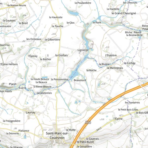 Plan cartographique de Étang des Guérets