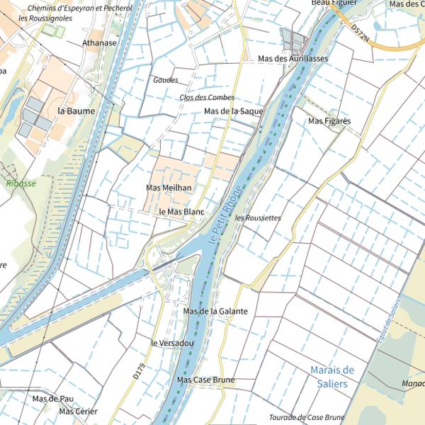 Plan cartographique de Étang des Iscles
