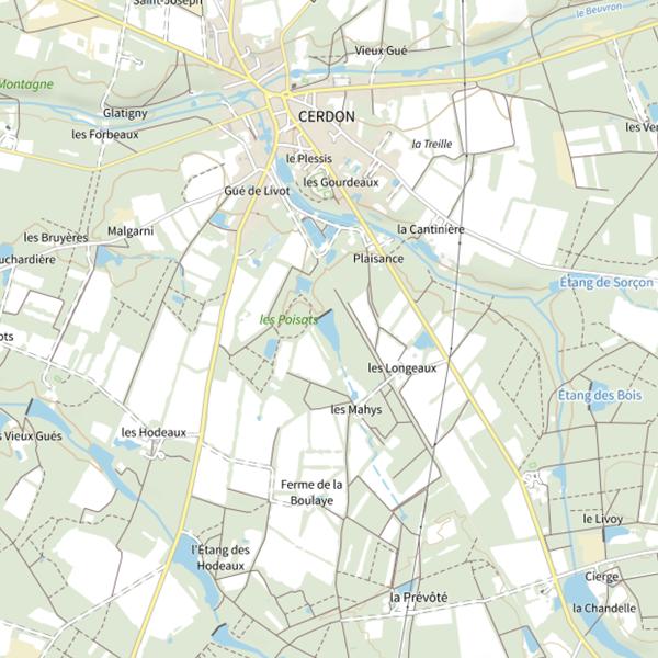 Plan cartographique de Étang des Mahys