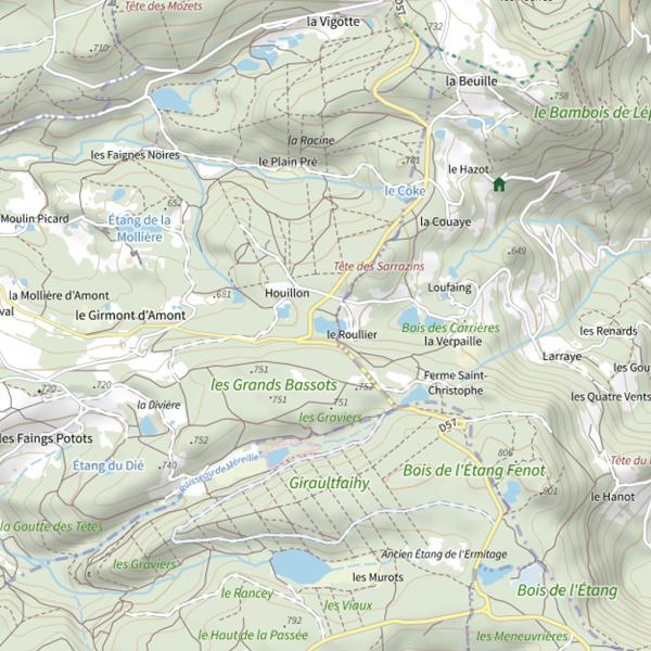 Plan cartographique de Étang des Maux Cailloux