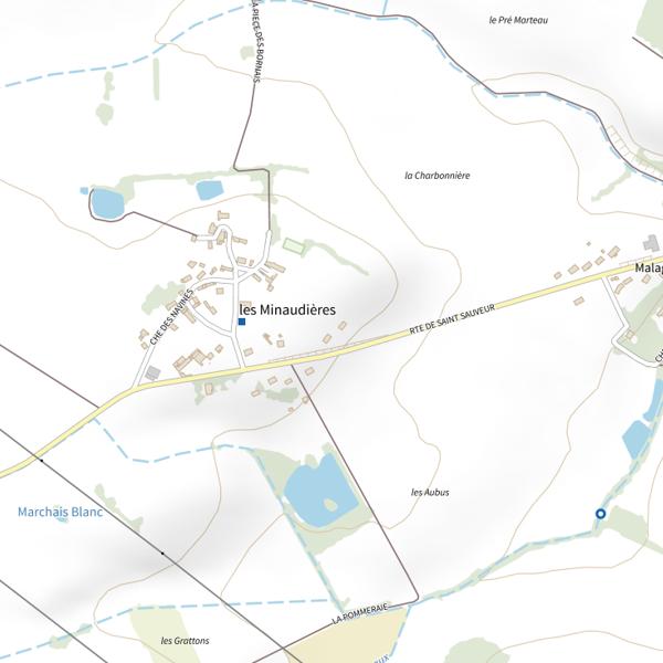 Plan cartographique de Étang des Minaudières