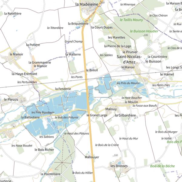 Plan cartographique de Étang des Ponts Verts