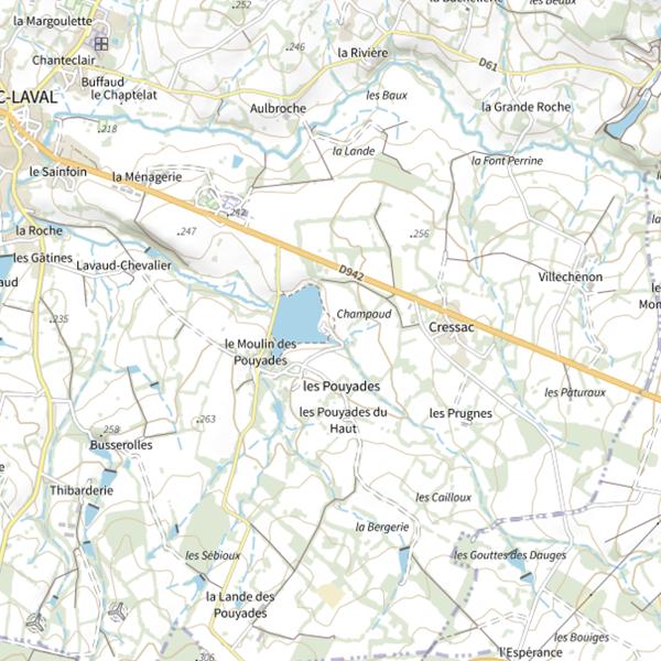Plan cartographique de Étang des pouyades