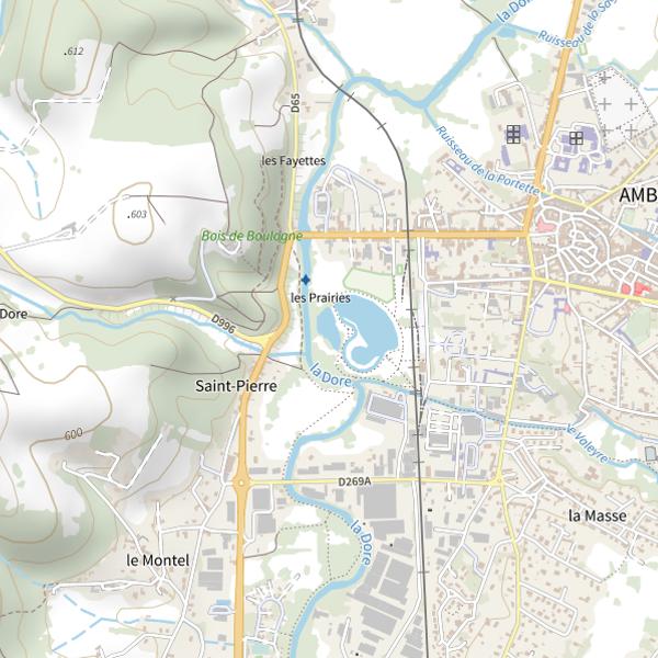 Plan cartographique de Étang des Prairies - Ambert