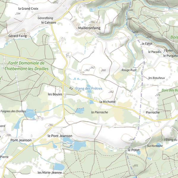 Plan cartographique de Étang des Prêtres
