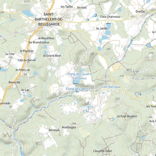 Plan cartographique de Étang des Quatre Fontaines