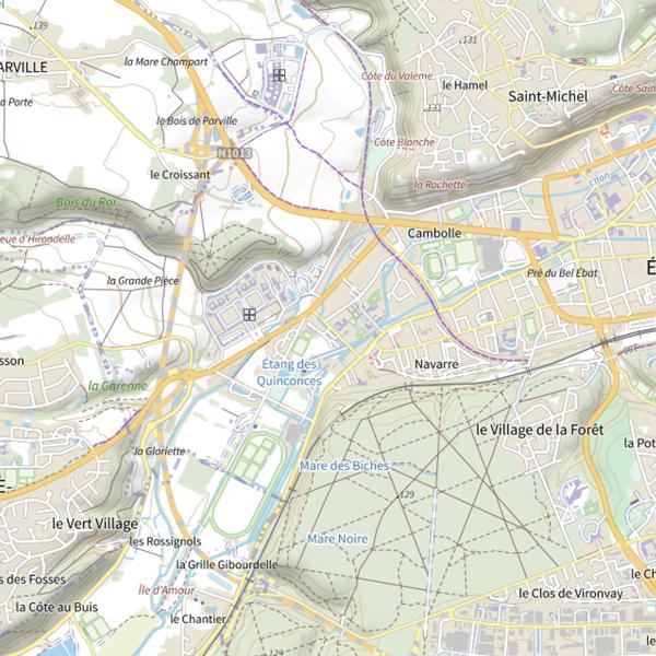 Plan cartographique de Étang des Quinconces