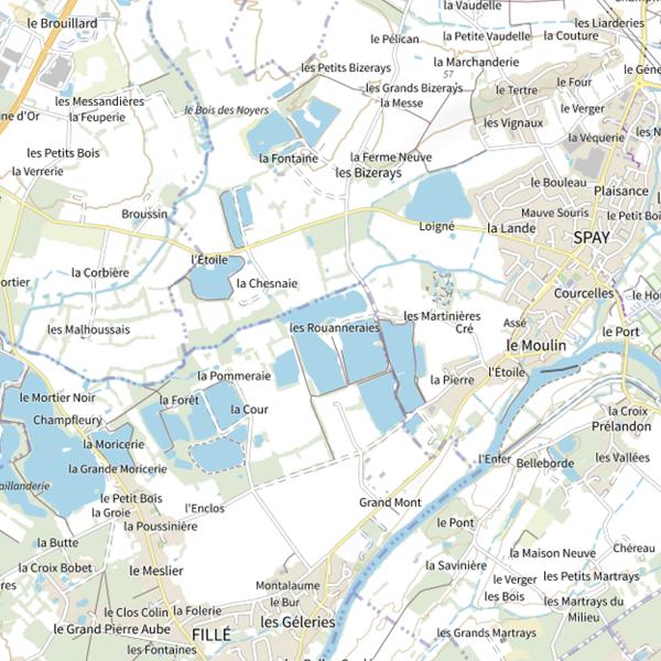 Plan cartographique de Étang des Rouanneraies