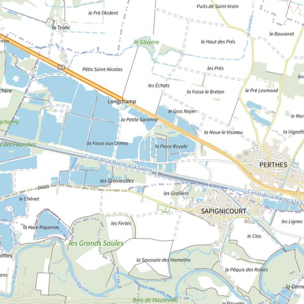 Plan cartographique de Étang des royales