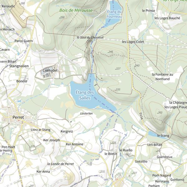 Plan cartographique de Étang des Salles (Sainte-Brigitte)
