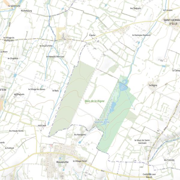 Plan cartographique de Étang des sources (Saint-Germain-d'Elle)
