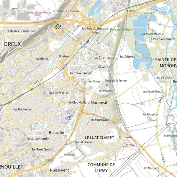 Plan cartographique de Étang des Terres Moreau