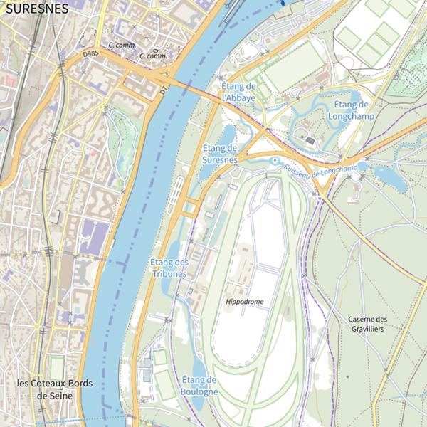 Plan cartographique de Étang des Tribunes