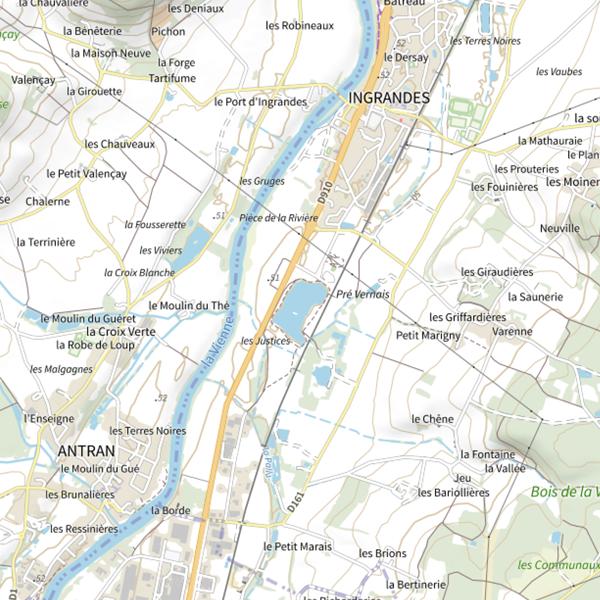 Plan cartographique de Étang d'Ingrandes