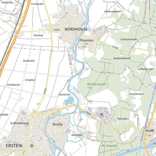 Plan cartographique de Étang Dirnert