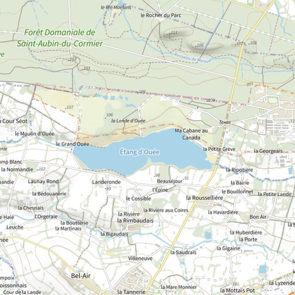 Plan cartographique de Étang d'Ouée