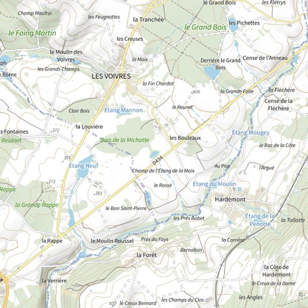 Plan cartographique de Étang du Ban Saint-Pierre (Les Voivres)