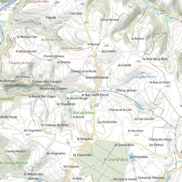 Plan cartographique de Étang du Ban Saint-Pierre (Vosges)