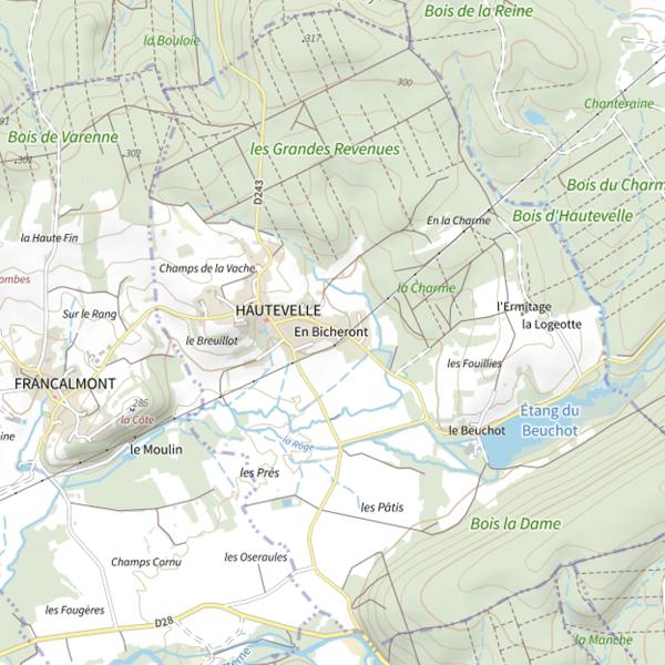 Plan cartographique de Étang du Beuchot