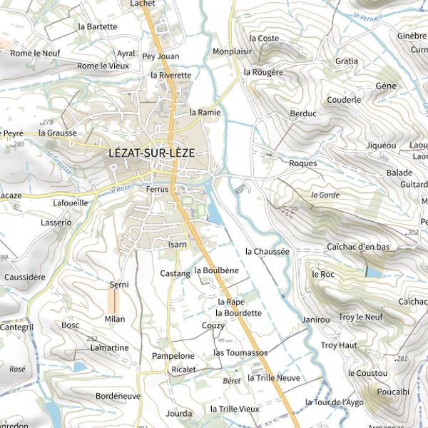 Plan cartographique de Étang du Biac