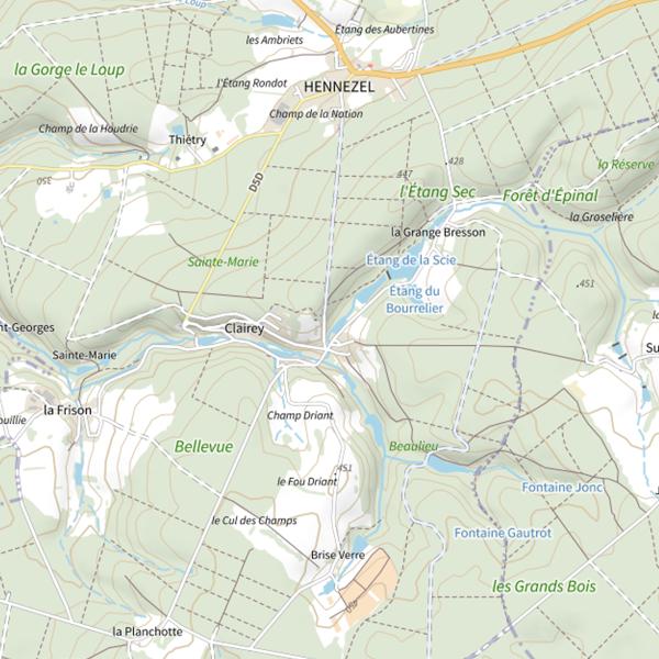 Plan cartographique de Étang du Bourrelier (Vosges)