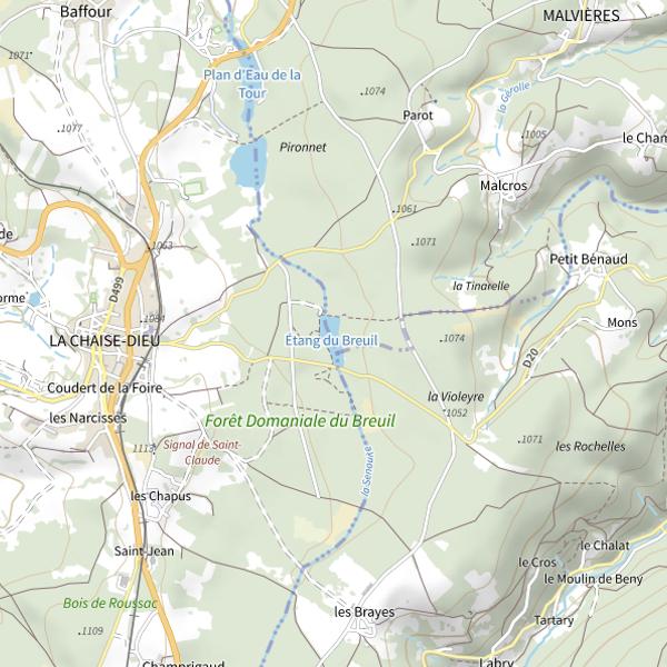 Plan cartographique de Étang du Breuil à La Chaise Dieu