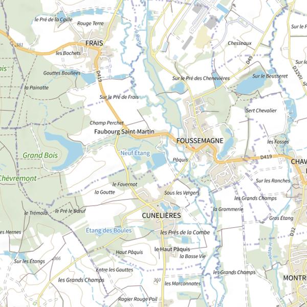 Plan cartographique de Étang du Champ Cayot