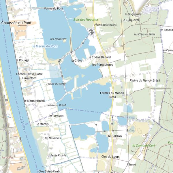 Plan cartographique de Étang du club de voile