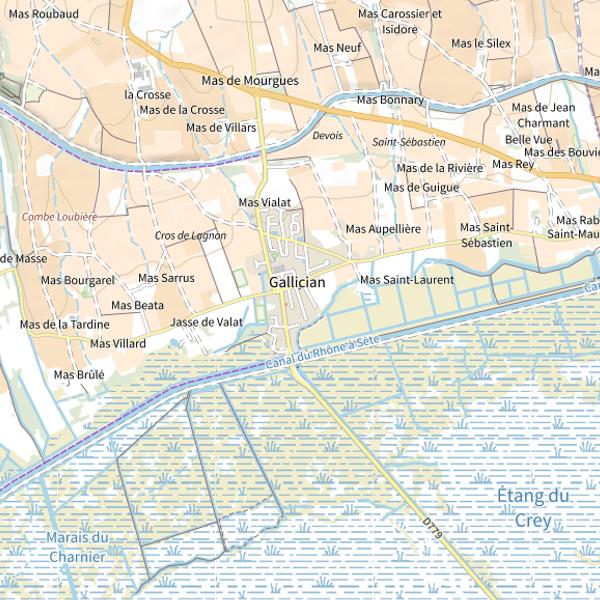 Plan cartographique de Étang du Crey