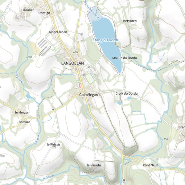 Plan cartographique de Étang du Dordu