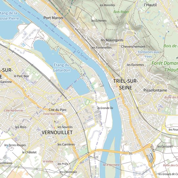Plan cartographique de Étang du Gallardon (Île de Loisirs du Val de Seine)
