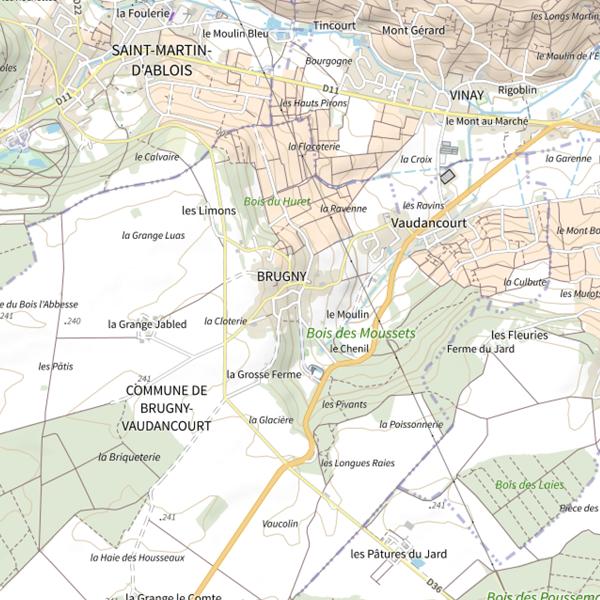 Plan cartographique de Étang du Grand Brugny