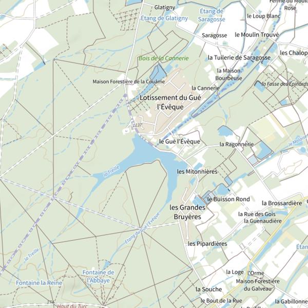 Plan cartographique de Étang du Gué l'Evêque