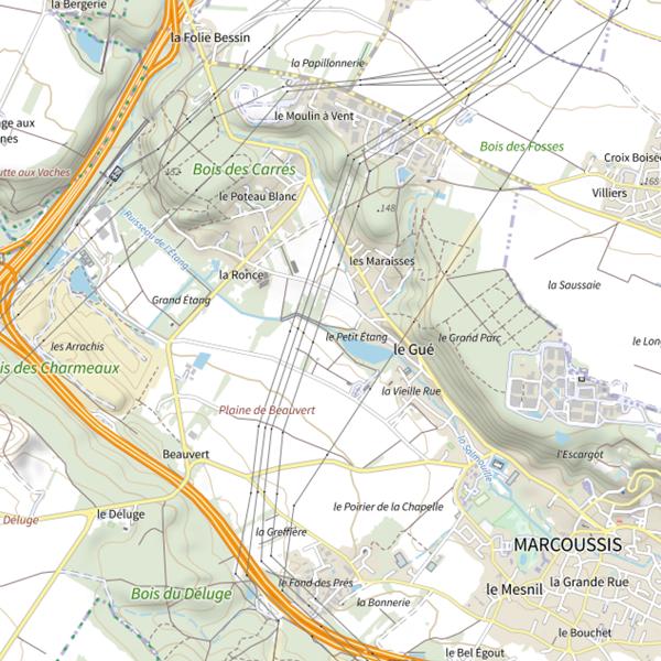 Plan cartographique de Étang du Gué