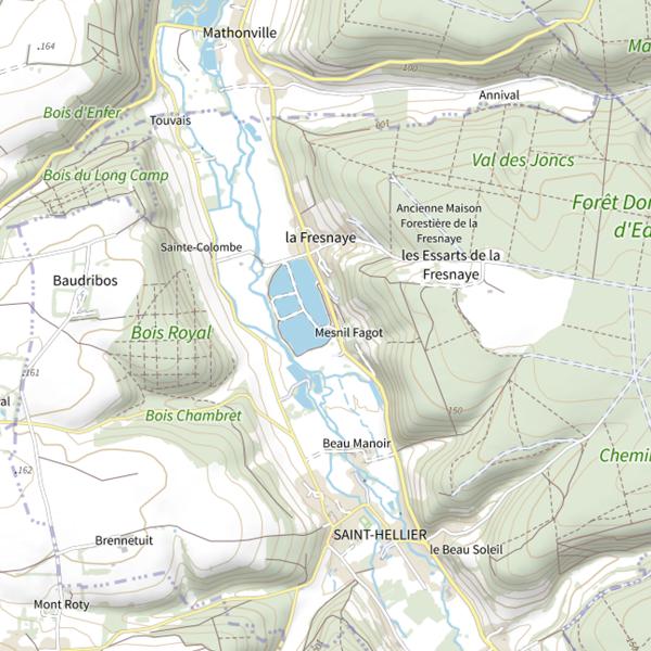 Plan cartographique de Étang du long de la route