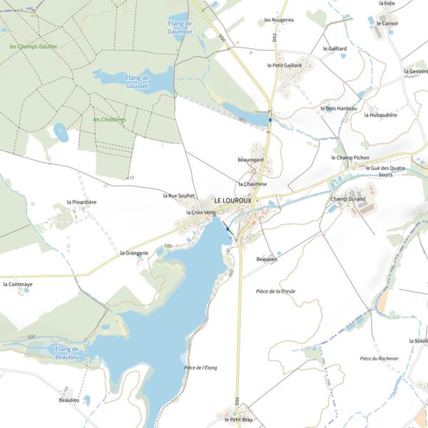 Plan cartographique de Étang du Louroux