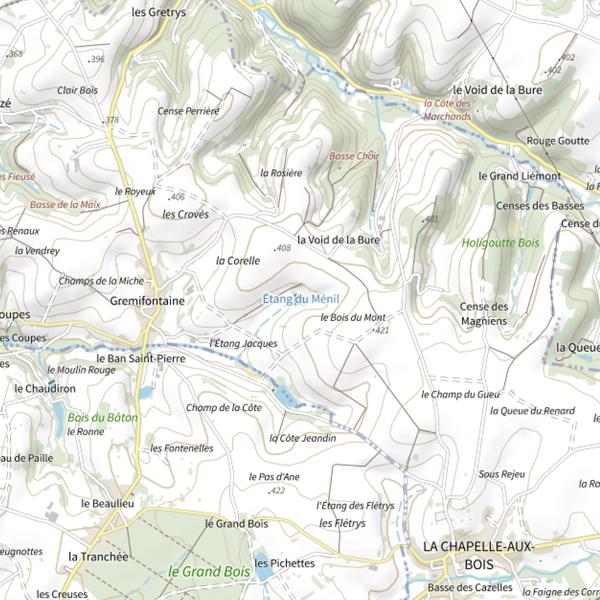 Plan cartographique de Étang du Ménil