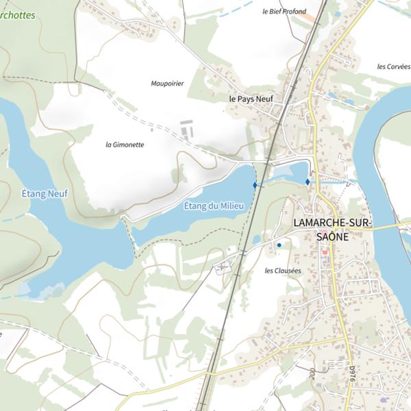 Plan cartographique de Étang du Milieu (Lamarche-sur-Saône)