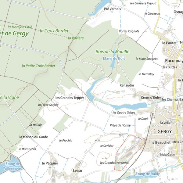 Plan cartographique de Étang du Mitant