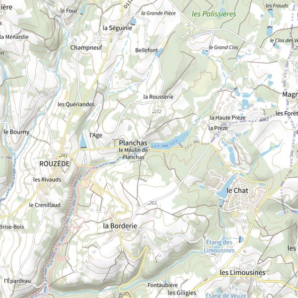 Plan cartographique de Étang du moulin de Planchas