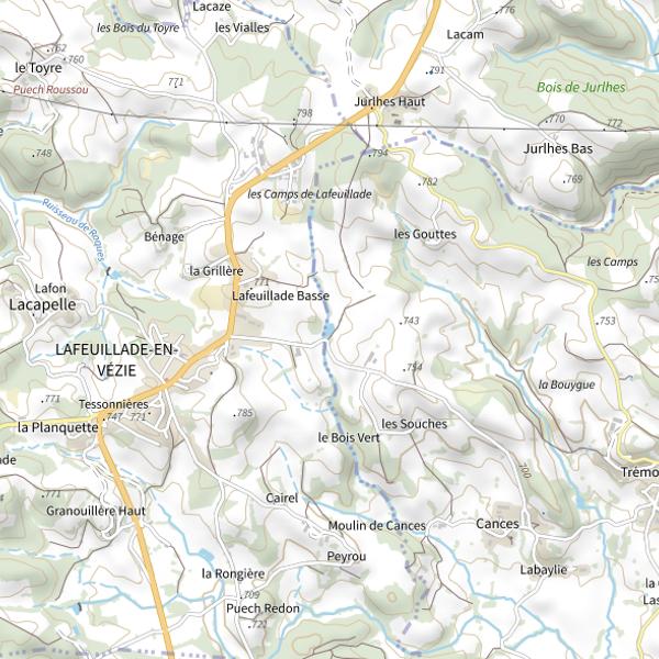 Plan cartographique de Étang du Moulin (Ladinhac)