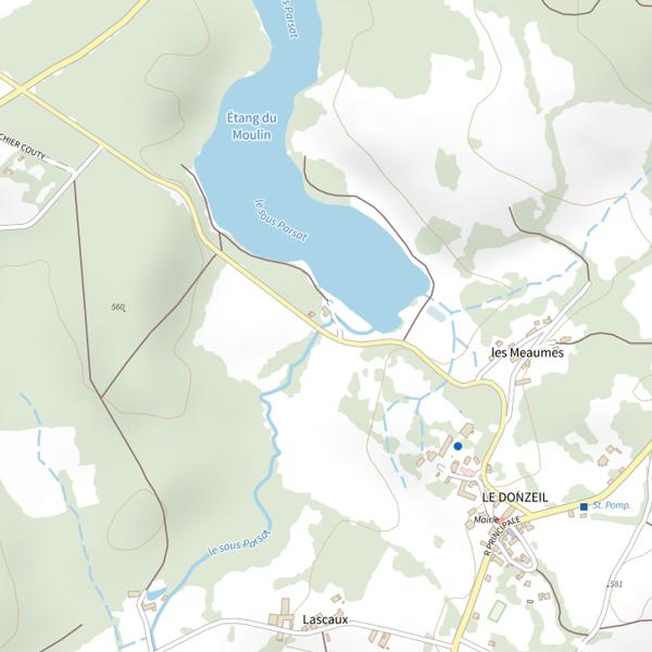 Plan cartographique de Étang du Moulin (Le Donzeil)