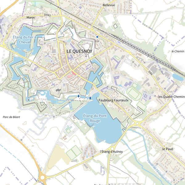Plan cartographique de Étang du Pont Rouge (Le Quesnoy)