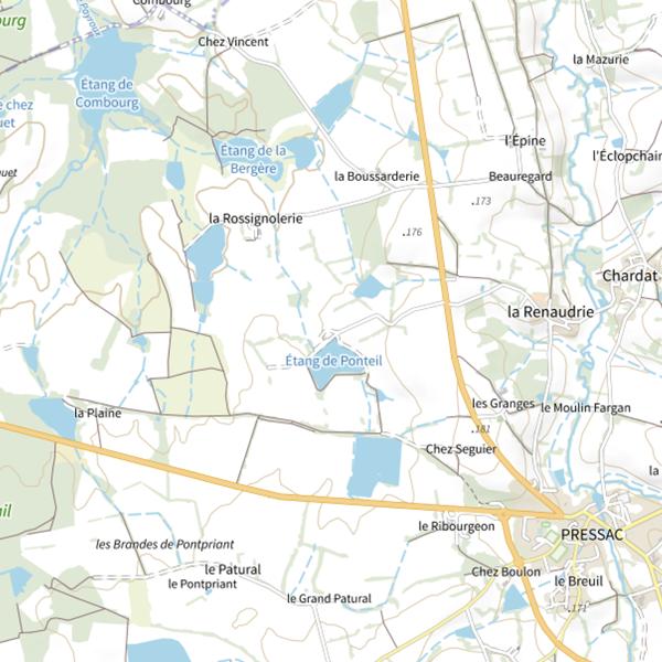Plan cartographique de Étang du Ponteil