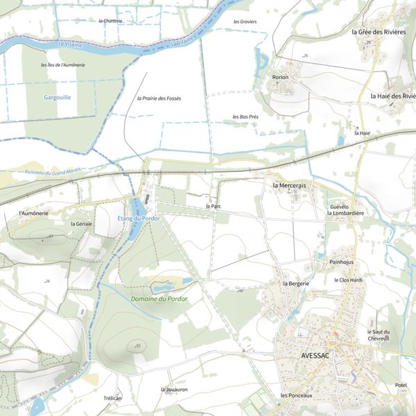 Plan cartographique de Étang du Pordor
