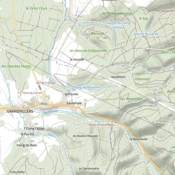 Plan cartographique de Étang du Poutexel