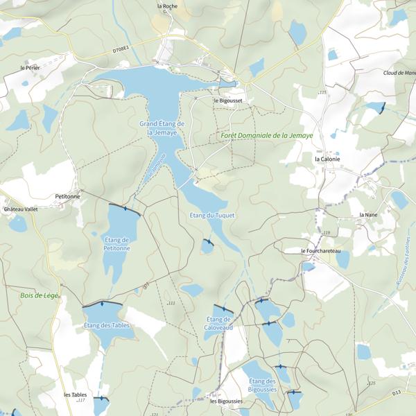Plan cartographique de Étang du Tuquet