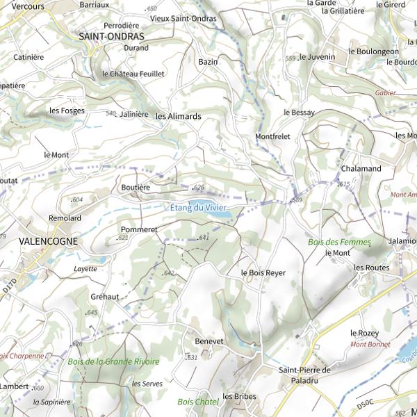 Plan cartographique de Étang du Vivier (Valencogne)