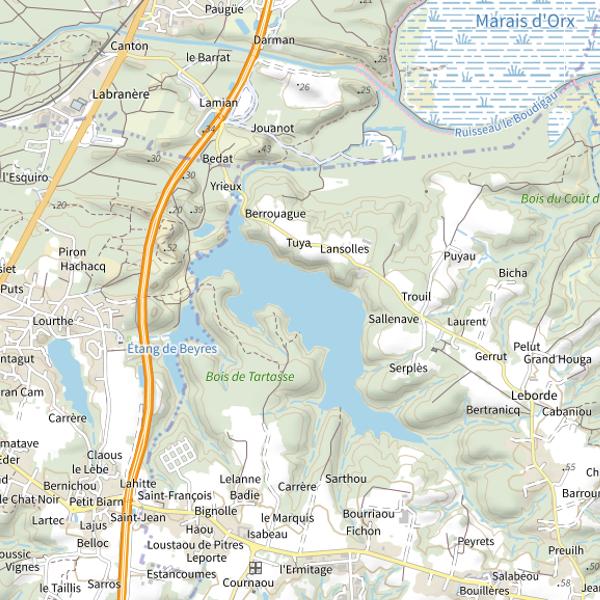 Plan cartographique de Étang d'Yrieux