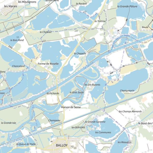 Plan cartographique de Étang Fédéral de Balloy (4,29ha)